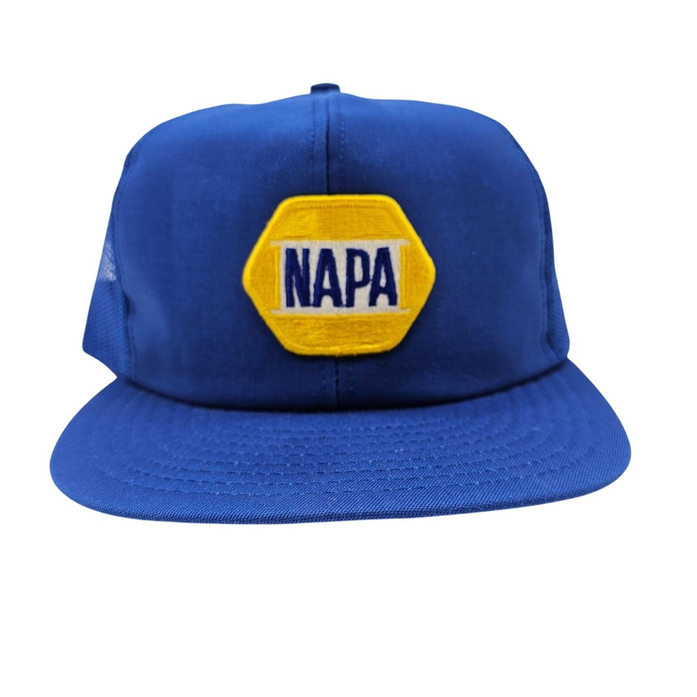 Vintage NAPA Auto Parts Trucker Hat Blue Snapback Mesh Cap Logo‎ Patch Mens OSFM